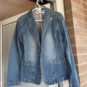 Denim Blazer with Button Details